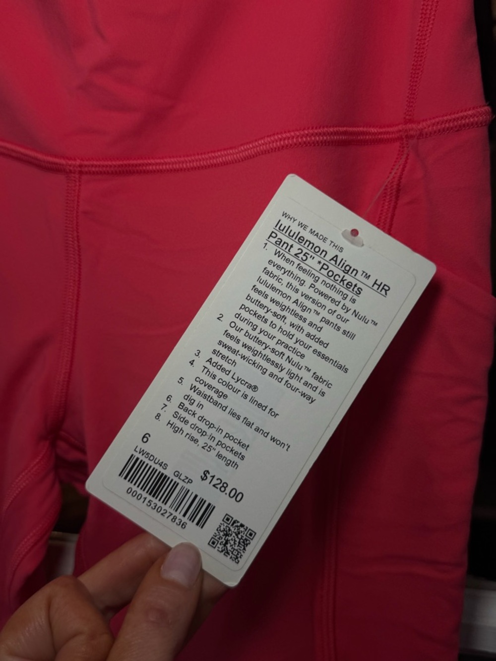 🩷 Lululemon align, high-rise pant leggings with pockets 25” color glaze pink - Picture 4 of 7